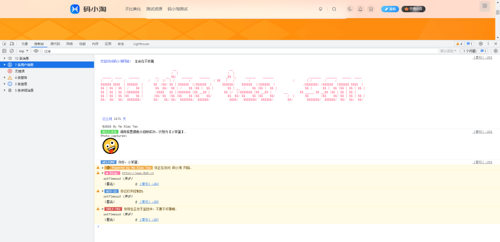 图片[1]-网站F12控制台美化-码小淘网络